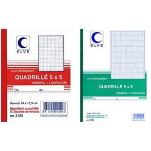22382 Manifold Autocopiant Imprimes 105x148mm 5x5 Mm Foliotage 50 Duplis Assorties