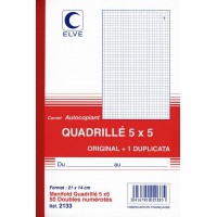 CARNET AUTOCOPIANT QUAD.5/5 210X140 50/2+0 (par 10)