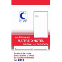 Bloc Autcopiant MAITRE D'HOTEL 165 x 96 mm 50 Feuillets Dupli