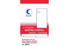 Bloc Autcopiant MAITRE D'HOTEL 165 x 96 mm 50 Feuillets Dupli