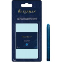 Waterman cartouches d'encre pour stylo plume | format long « international » | couleur Bleu Serenite | lot de 8 sous