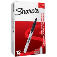 Sharpie Retractable Marqueur Pointe Fine Noir Lot de 12