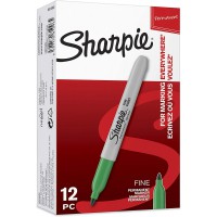 Sharpie Marqueur Pointe Fine Vert Boite de 12