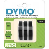 Cartridges Kingdom 3 Rubans de Marquage 3D 9 mm x 3 m Blanc sur Noir S0847730 S0898130 compatibles avec les DYMO Omega et Junior