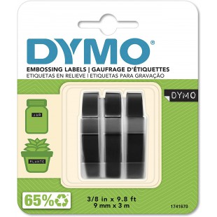 Cartridges Kingdom 3 Rubans de Marquage 3D 9 mm x 3 m Blanc sur Noir S0847730 S0898130 compatibles avec les DYMO Omega et Junior