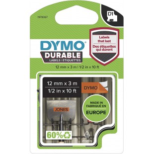 Cartouche de ruban durable DYMO 1978364 D1 pour etiqueteuse Label Manager - 1 piece 12 mm x 3 m Black on Orange