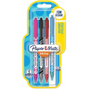 Paper Mate InkJoy stylos-billes Wrap, pointe retractable, lot de 4 couleurs