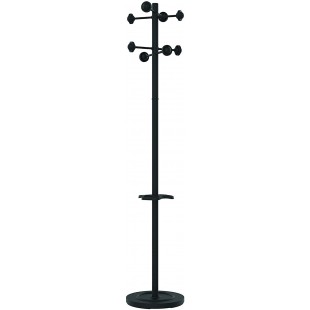 Unilux 100340694 Accueil Portemanteau sur pied a  Tete Tournante avec 8 Pateres Porte-Parapluies et Egouttoir 175 x 34 cm Noir