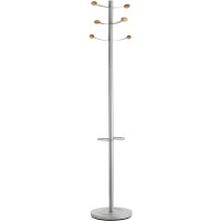Unilux 400069048 Bouquet Portemanteau sur pied 6 Pateres avec Embouts en Bois Porte-Parapluies et Egouttoir en Acier 173 x 33 cm