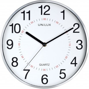 Unilux Aria Horloge Murale 28,5cm Systeme Quartz avec Double Affichage Metal Gris