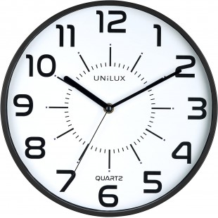 Unilux Pop Horloge murale Systeme Quartz Silencieuse Diametre 28 cm Noir