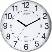 Unilux Wave Horloge murale Systeme Quartz Radio-pilotee Diametre 30 cm Gris metal