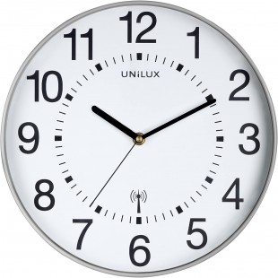 Unilux Wave Horloge murale Systeme Quartz Radio-pilotee Diametre 30 cm Gris metal