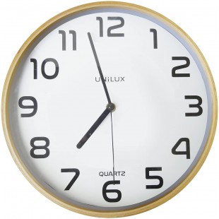 Unilux Baltic Horloge Murale Silencieuse Diametre 31,5 cm Systeme Quartz, Bois/Blanc