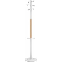 Unillux Access Portemanteau sur pied 6 Pateres avec Porte-parapluies et Egouttoir 175 x 34 cm Bois/Blanc