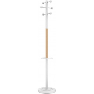 Unillux Access Portemanteau sur pied 6 Pateres avec Porte-parapluies et Egouttoir 175 x 34 cm Bois/Blanc