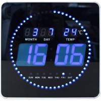 Unilux FLO Horloge digitale, Noir et Bleu, 28 x 28cm
