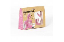 Decopatch KIT009O - Un mini-kit comprenant un animal en papier pulpe blanc, 2 feuilles Decopatch, un pinceau et un po
