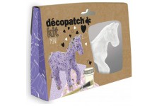 Decopatch KIT010O - Un mini-kit comprenant un animal en papier pulpe blanc, 2 feuilles Decopatch, un pinceau et un po