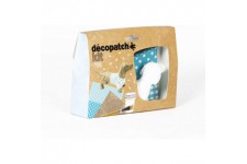Decopatch KIT026C - Un mini-kit comprenant un animal en papier pulpe blanc, 2 feuilles Decopatch, un pinceau et un po