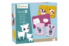 Avenue Mandarine JE502O - Une boite de 12 puzzles 2 pieces Mamans et bebe 8x12 cm a  assembler