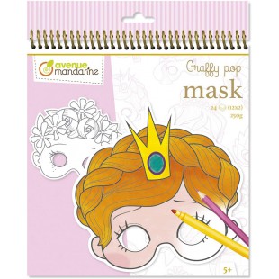 Avenue Mandarine GY021O - Un carnet a spirale Graffy pop mask comprenant 24 masques pre-decoupes a colorier (12 des