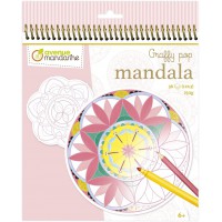 Avenue Mandarine GY027O - Un carnet Graffy pop Mandala 36 pages pre-decoupees a  colorier (12 designs x3) 250g, Fille