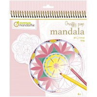 Avenue Mandarine GY027O - Un carnet Graffy pop Mandala 36 pages pre-decoupees a colorier (12 designs x3) 250g, Fille