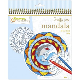 AVENUE MANDARINE - Carnet de Coloriage Mandala Enfant - 36 Mandalas Pre-decoupees (12 designs x3) sur Theme de la Mer