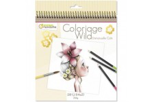 Avenue Mandarine GY065O - Un carnet a spirale Wild 28 pages imprimees a colorier 20x20 cm (14 designs x 2) 250g, Wi