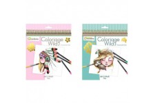 Avenue Mandarine GY068C - Un carnet a Spirale Wild 28 Pages imprimees a colorier 20x20 cm (14 Designs x 2) 250g, Wi