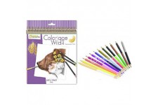 Avenue Mandarine GY093C - Un carnet a spirale Wild 28 pages + Un tube de 12 crayons double pointes