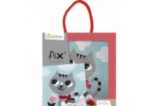 Avenue Mandarine KC026O - Une boite Pix Gallery comprenant 1 tableau point de croix 14x14 cm, fils et aiguille, Chat