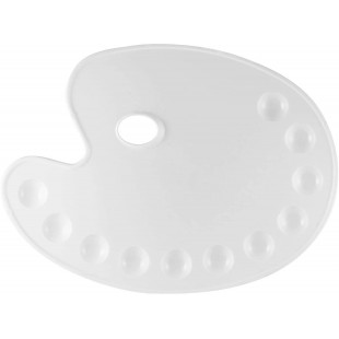 4174-Palette de melange en plastique, environ, blanc, ovale avec 11 trou de prehension, pour peinture acrylique et aquarelle, 35