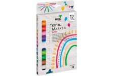Javana Texi Max Sunny 90720 Lot de 12 crayons de couleurs differentes avec pointe ronde resistante env. 2-4 mm pour tissus clair