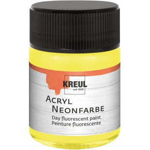 77561 - Peinture fluorescente acrylique, 50 ml, verre jaune fluo, acrylique fluorescent, couleur lumiere du jour a  base d'eau, 
