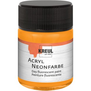 77562 Peinture fluorescente acrylique 50 ml en verre orange fluo acrylique fluorescent - Peinture a  base d'eau, cremeuse semi-c