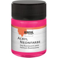 77563 - Peinture fluorescente acrylique 50 ml en verre rose fluo, acrylique fluorescent - Peinture a  base d'eau, cremeuse semi-