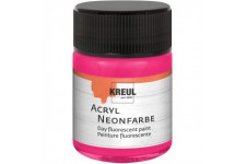 77563 - Peinture fluorescente acrylique 50 ml en verre rose fluo, acrylique fluorescent - Peinture a  base d'eau, cremeuse semi-