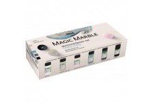 Magic Marble 73613 Lot de 6 peintures pour marbrure de 20 ml Couleur : marron, rose, petrole, gris, incolore et noir Pour marbre