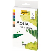 Solo Goya Aqua Paint Marker 18185 Lot de 6 marqueurs couleur chaude jaune cadmium, rouge zinc fonce, bleu indigo, vert olive, oc