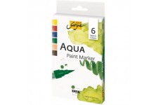 Solo Goya Aqua Paint Marker 18185 Lot de 6 marqueurs couleur chaude jaune cadmium, rouge zinc fonce, bleu indigo, vert olive, oc