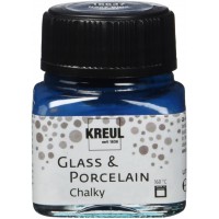 16637 - Glass & Porcelain Chalky Blue, verre de 20 ml, peinture douce - Peinture mate pour verre et porcelaine a  base d'eau, se