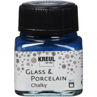 16637 - Glass & Porcelain Chalky Blue, verre de 20 ml, peinture douce - Peinture mate pour verre et porcelaine a  base d'eau, se