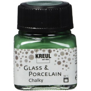 16639 - Glass & Porcelain Chalky Cottage Green Verre 20 ml - Peinture douce - Peinture mate pour verre et porcelaine a  base d'e