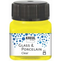 16291 - Glass & Porcelain Clear jaune, en verre de 20 ml, peinture transparente pour verre et porcelaine a  base d'eau, sechage 