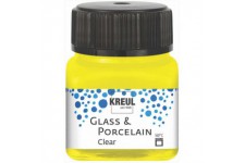 16291 - Glass & Porcelain Clear jaune, en verre de 20 ml, peinture transparente pour verre et porcelaine a  base d'eau, sechage 