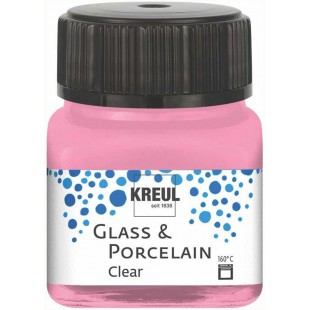 16294 - Glass & Porcelain Clear Rose, en verre de 20 ml, peinture transparente pour verre et porcelaine a  base d'eau, sechage r