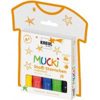 MUCKI 27156 Lot de 5 crayons de couleur pour enfant en jaune, rouge, bleu, vert et noir, largeur de trait 2 a  5 mm, pour des oe