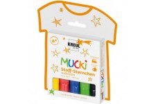 MUCKI 27156 Lot de 5 crayons de couleur pour enfant en jaune, rouge, bleu, vert et noir, largeur de trait 2 a  5 mm, pour des oe